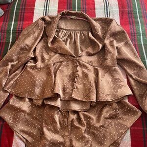 Free People Pink Polka Dot Blouse